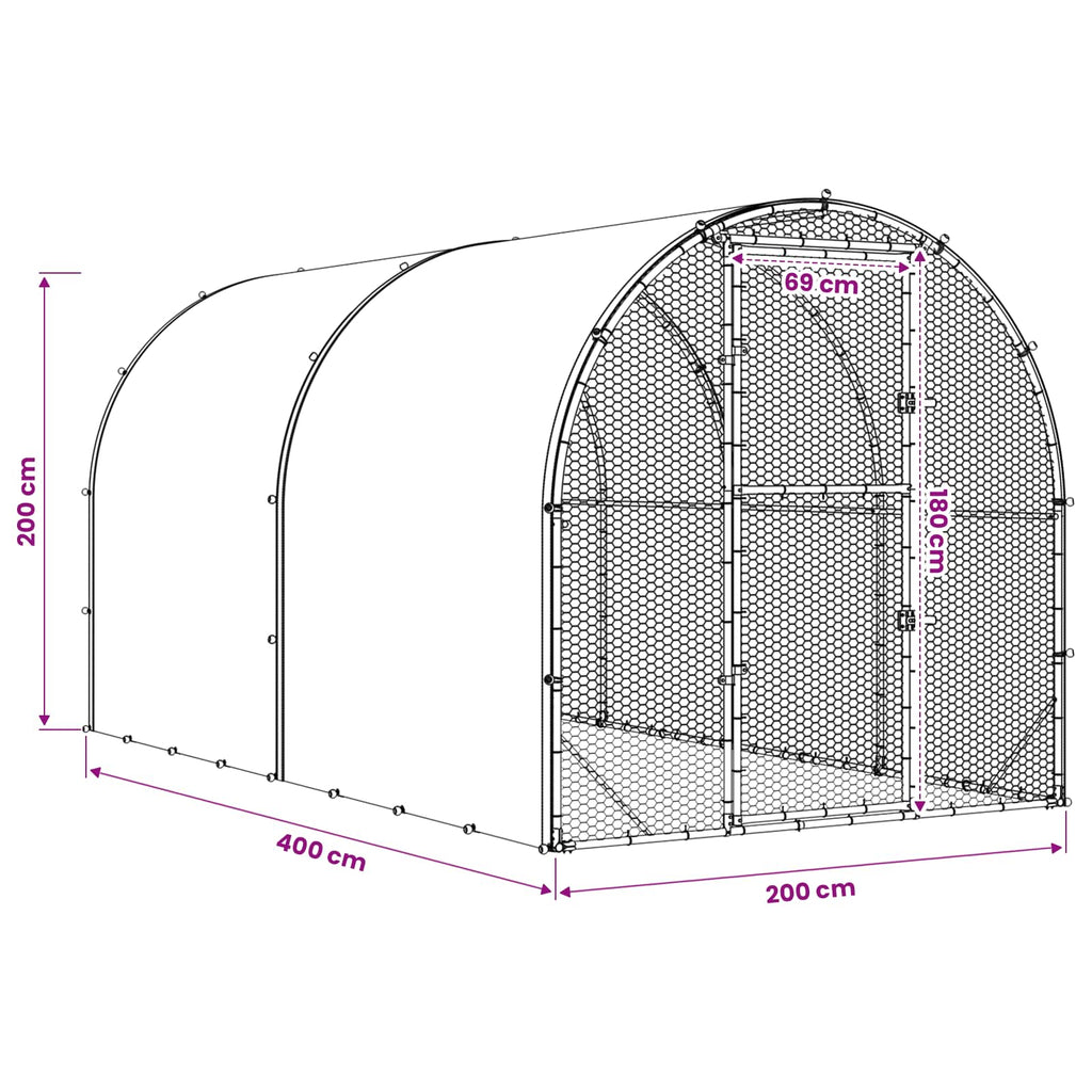 Κοτέτσι Ασημί 400 x 200 x 200 εκ. Γαλβανισμένος Χάλυβας