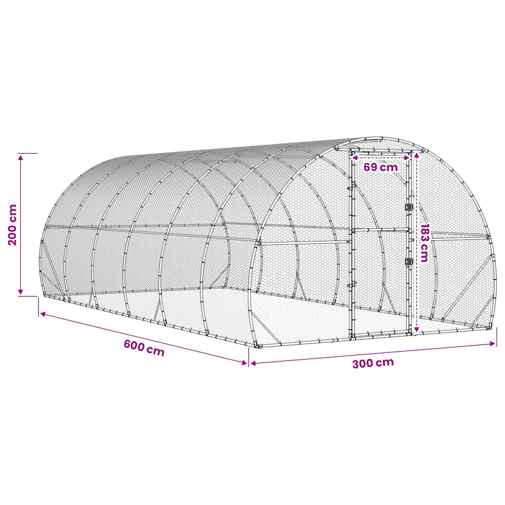 Κοτέτσι Ασημί 600 x 300 x 200 cm Γαλβανισμένος Χάλυβας