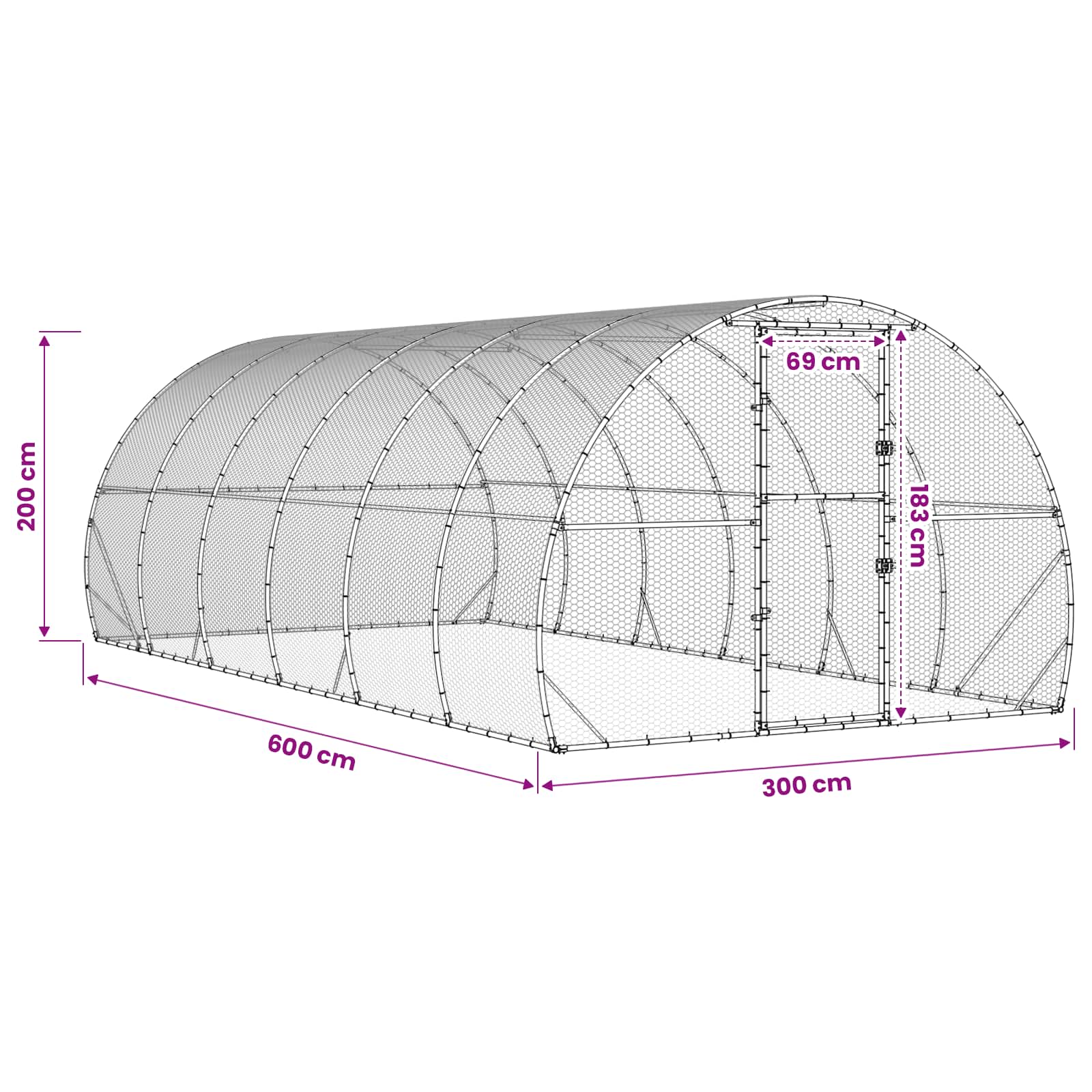 Κοτέτσι Ασημί 600 x 300 x 200 cm Γαλβανισμένος Χάλυβας