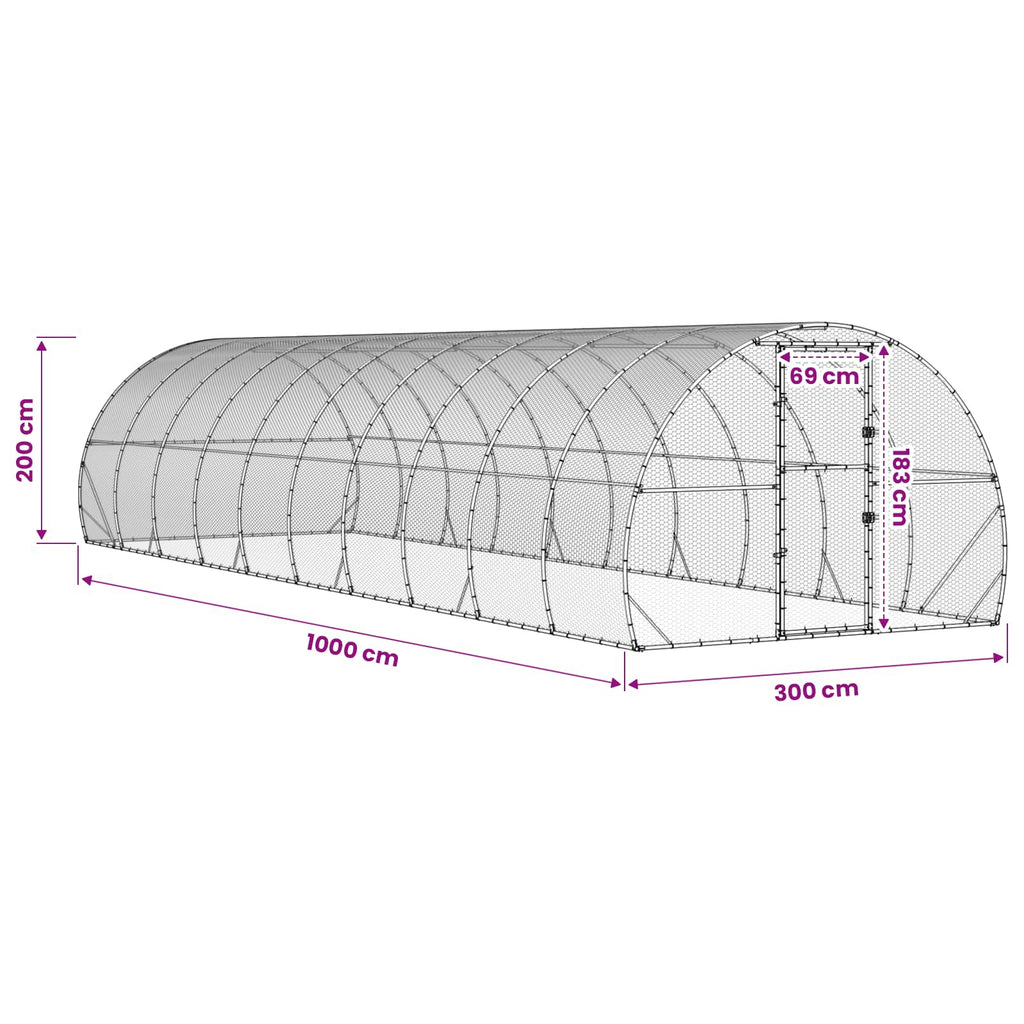 Κοτέτσι Ασημί 1000 x 300 x 200 εκ. Γαλβανισμένος Χάλυβας
