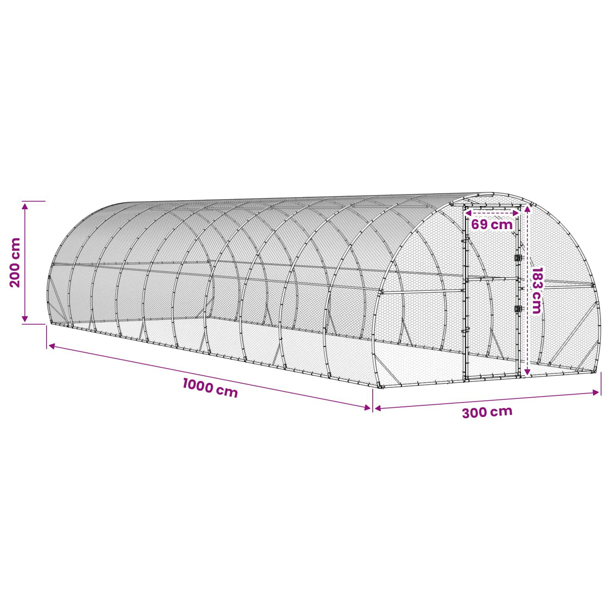 Κοτέτσι Ασημί 1000 x 300 x 200 εκ. Γαλβανισμένος Χάλυβας