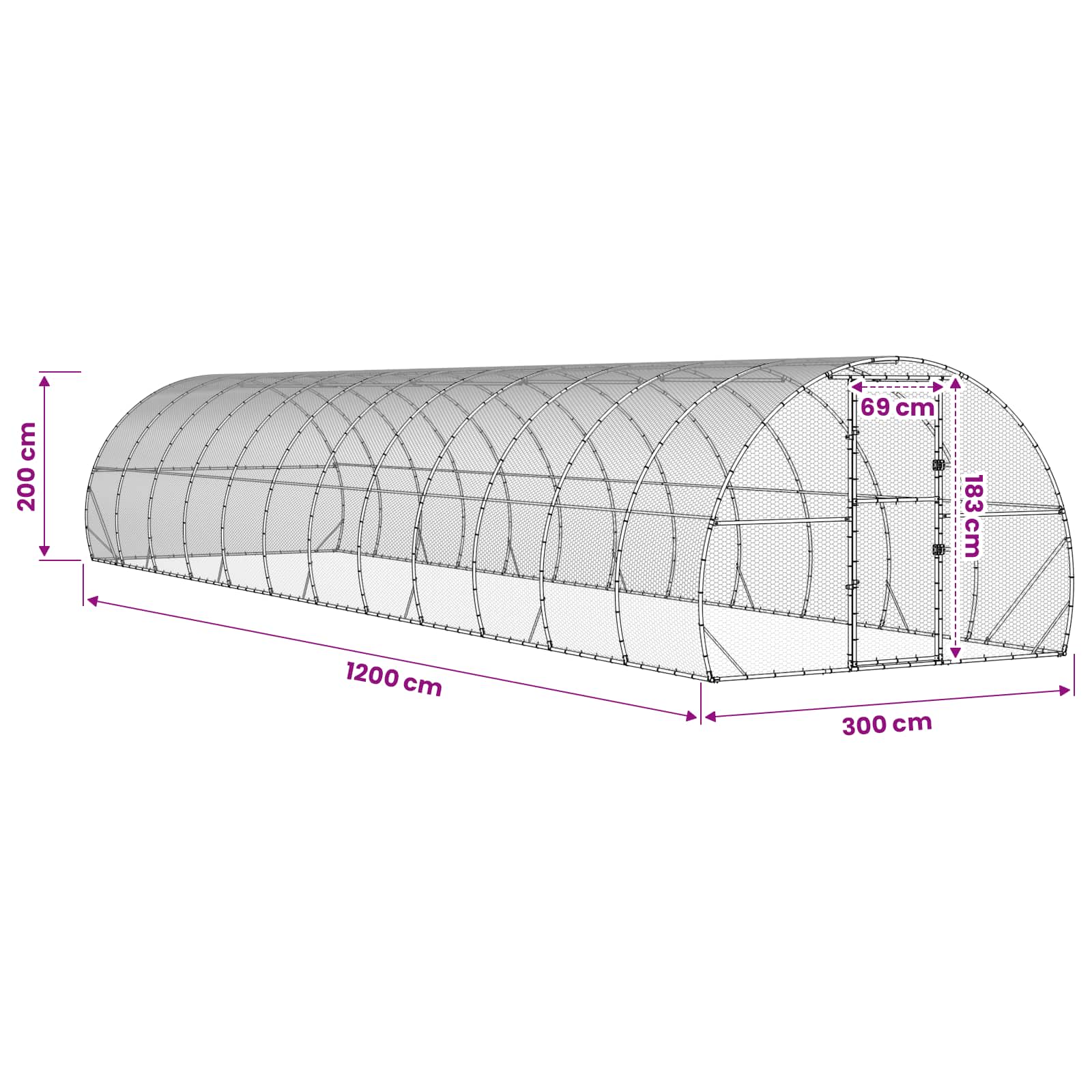 Κοτέτσι Ασημί 1200 x 300 x 200 cm Γαλβανισμένος Χάλυβας