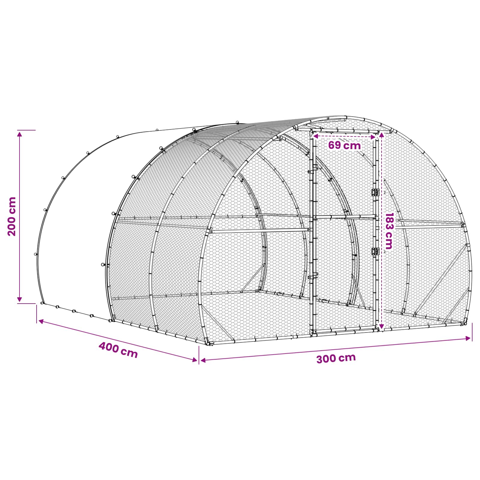 Κοτέτσι Ασημί 400 x 300 x 200 εκ Γαλβανισμένος Χάλυβας