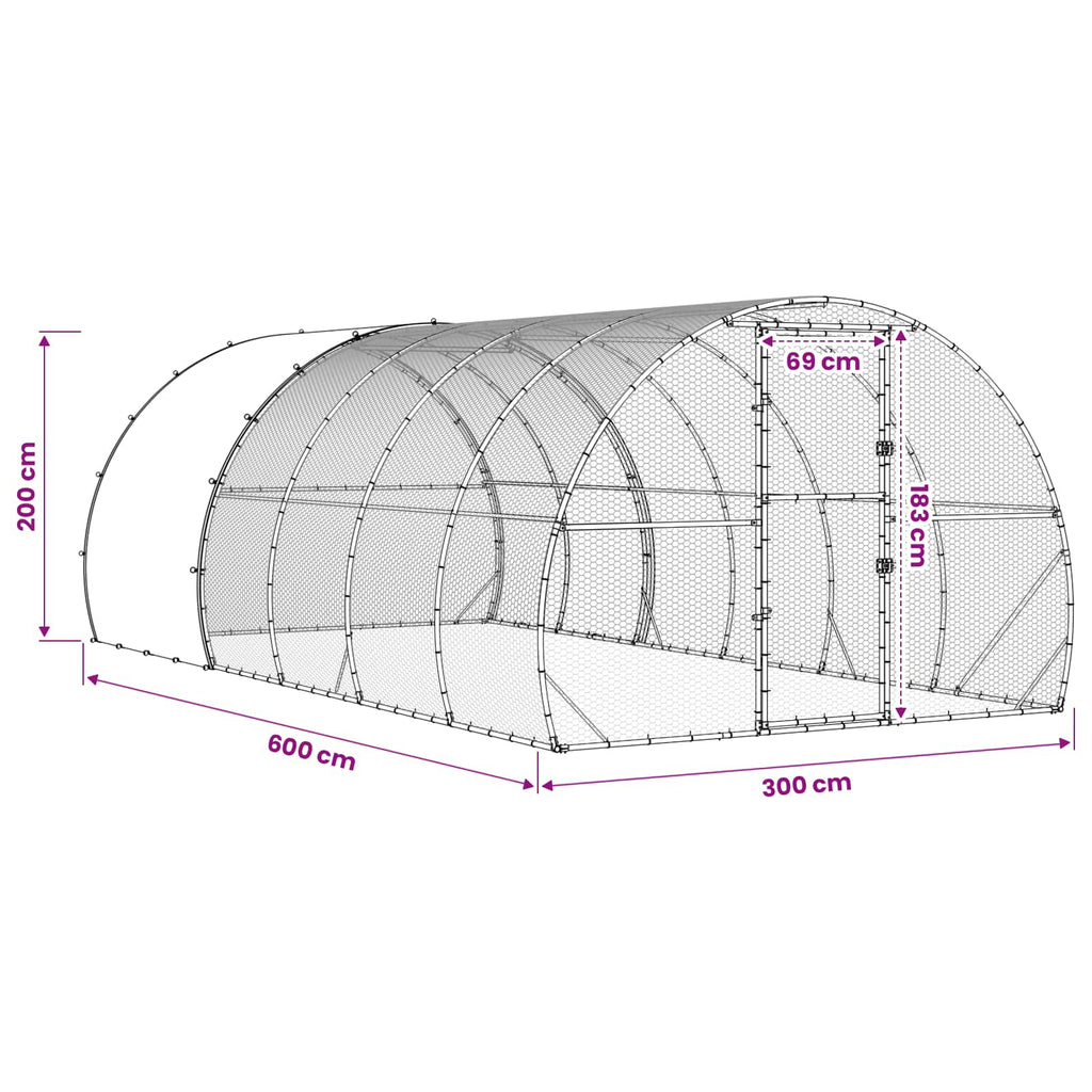 Κοτέτσι Ασημί 600 x 300 x 200 cm Γαλβανισμένος Χάλυβας