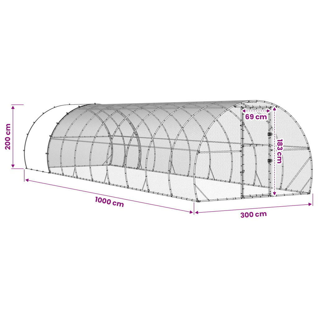 Κοτέτσι Ασημί 1000 x 300 x 200 εκ. Γαλβανισμένος Χάλυβας