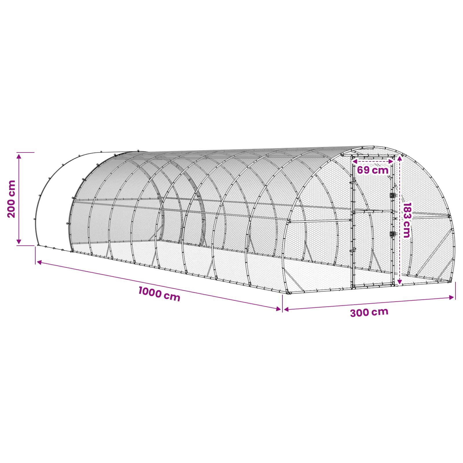 Κοτέτσι Ασημί 1000 x 300 x 200 εκ. Γαλβανισμένος Χάλυβας