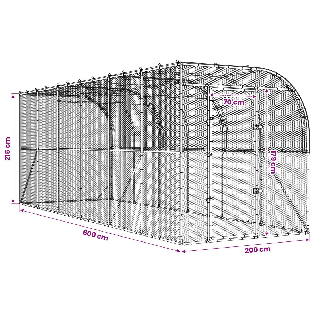 Κλουβί Κοτόπουλων κατά του Τοίχου Ασημί 600 x 150 x 215 εκ.
