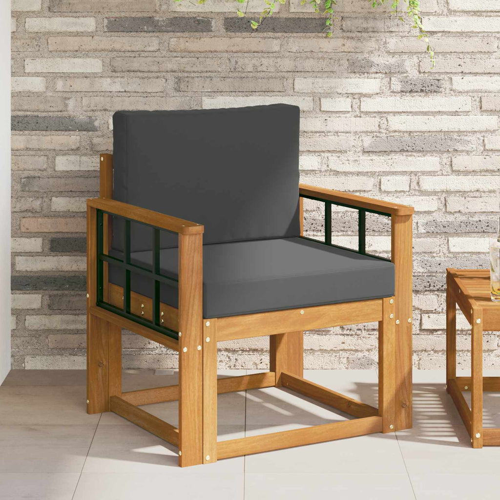 Εξωτερικός καναπές Στερεό Ξύλο Ακακίας και Πολυεστέρ Φυσικό