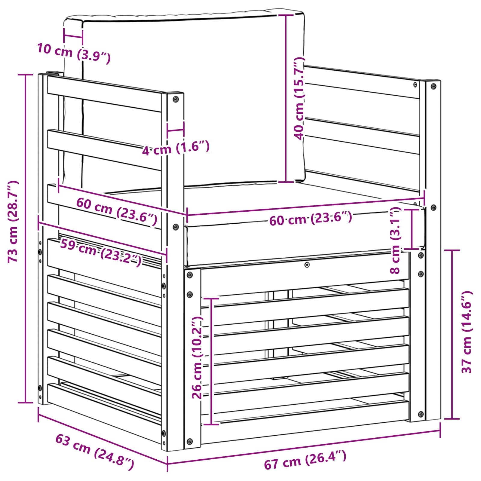 Σειρά Καναπέ Εξωτερικού Στερεό Ξύλο Ακακίας και Πολυεστέρ