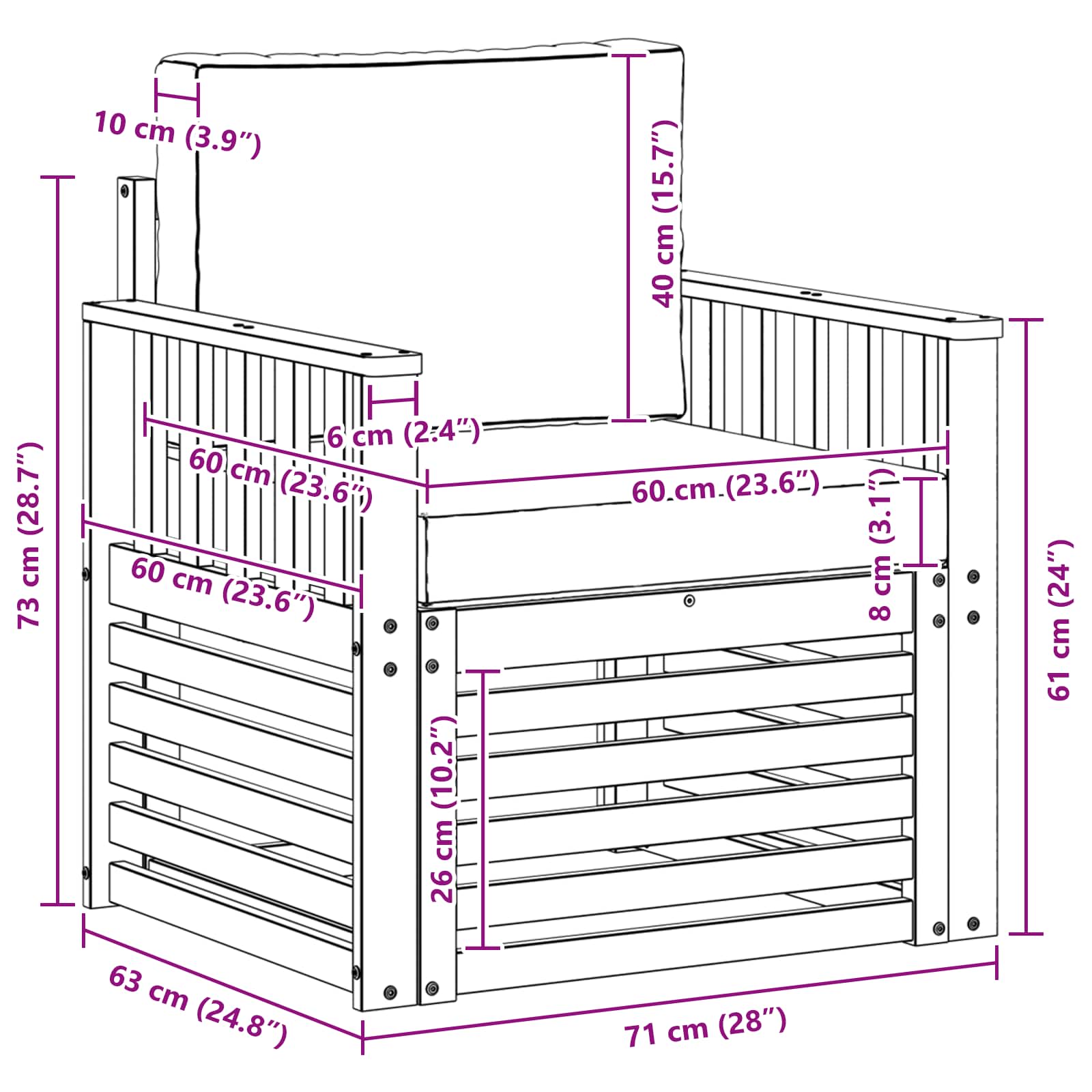 Σειρά Καναπέ Εξωτερικού Στερεό Ξύλο Ακακίας και Πολυεστέρ