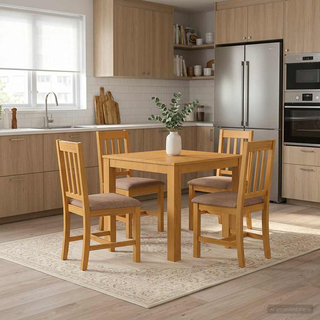 Τραπεζαρία 90 x 90 x 75 cm Στερεό Ξύλο Δρυός Φυσικό τετράγωνο
