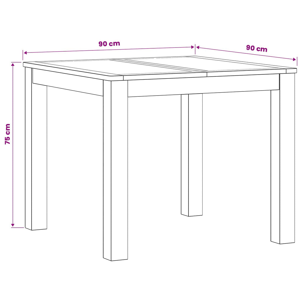 Τραπεζαρία 90 x 90 x 75 cm Στερεό Ξύλο Δρυός Φυσικό τετράγωνο