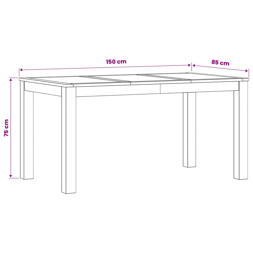 Τραπεζαρία 150 x 85 x 75 εκ Στερεό Ξύλο Δρυός Φυσικό Ορθογώνιος