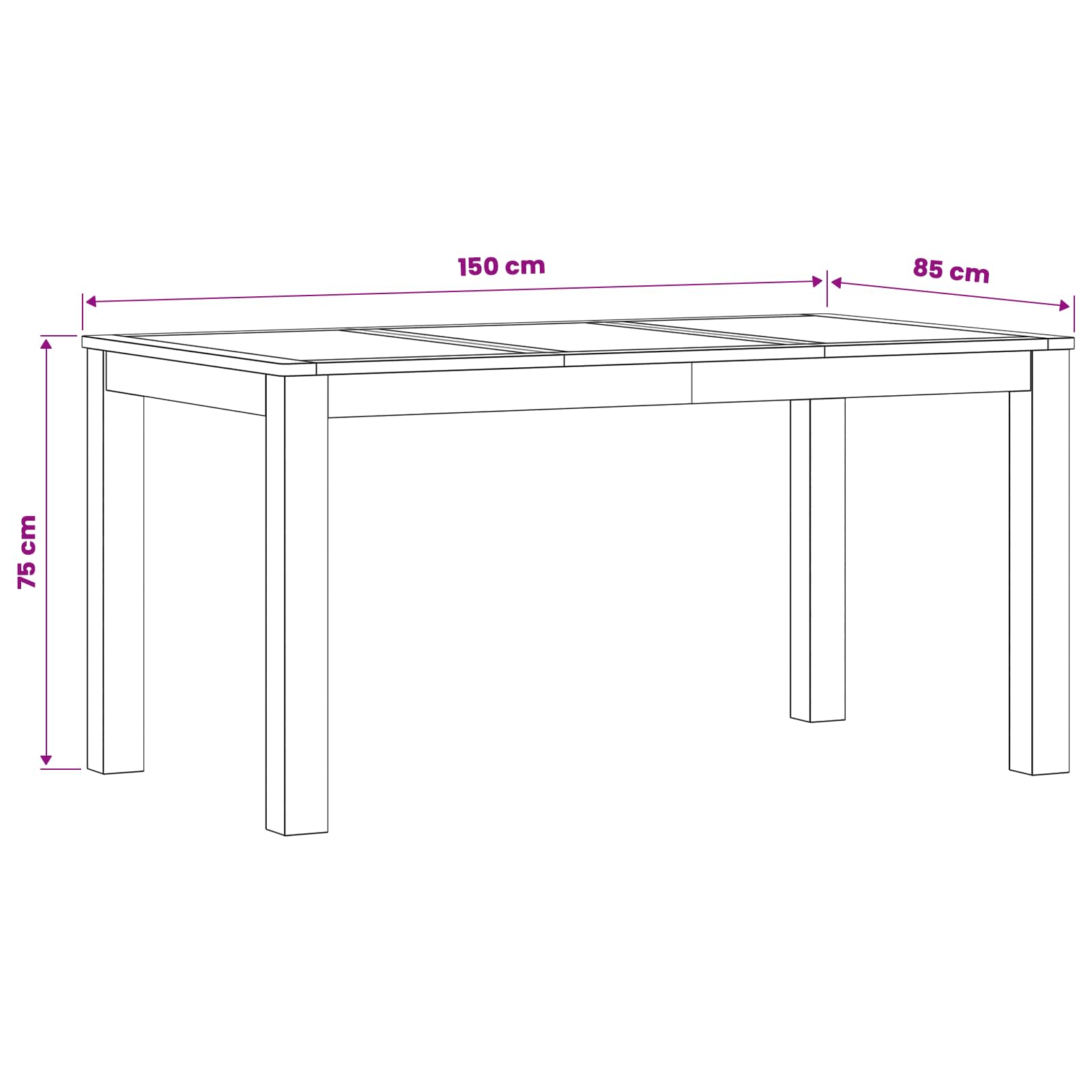 Τραπεζαρία 150 x 85 x 75 εκ Στερεό Ξύλο Δρυός Φυσικό Ορθογώνιος