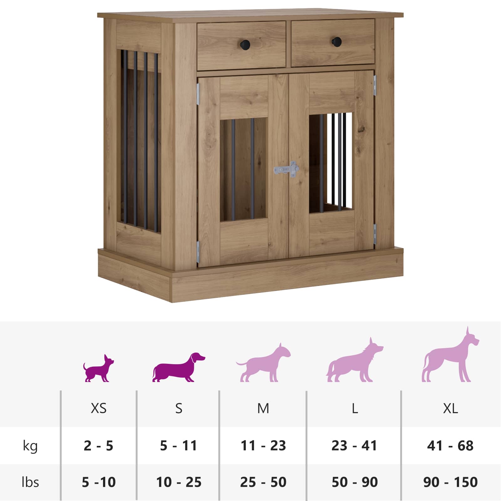 Έπιπλο για κλουβί σκύλου Artisan Δρυς 80 x 47,5 x 80 εκ