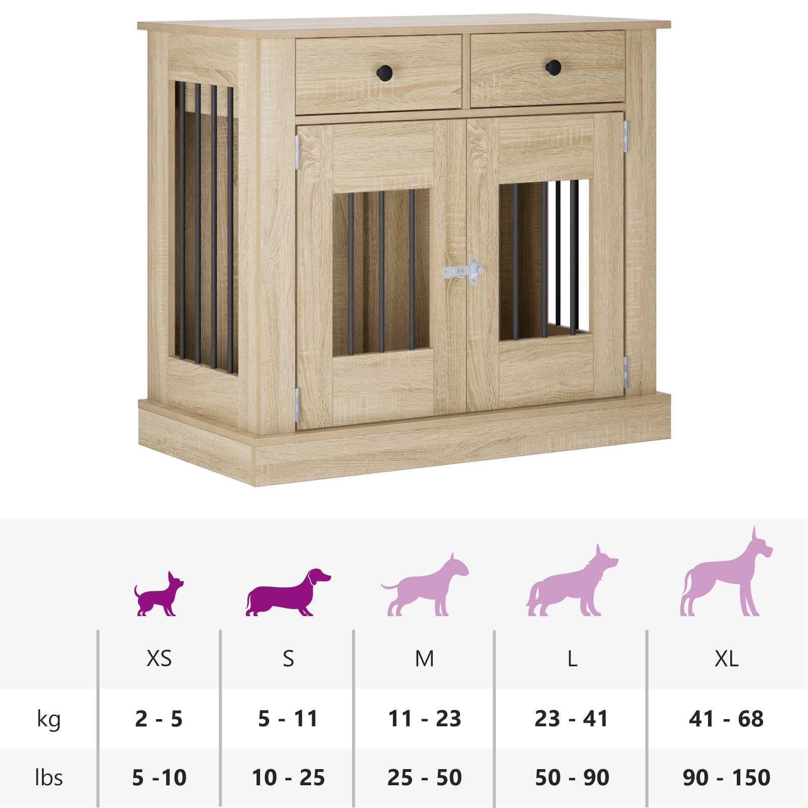 Έπιπλο για κλουβί σκύλου Sonoma Δρυς 90 x 47,5 x 80 εκ