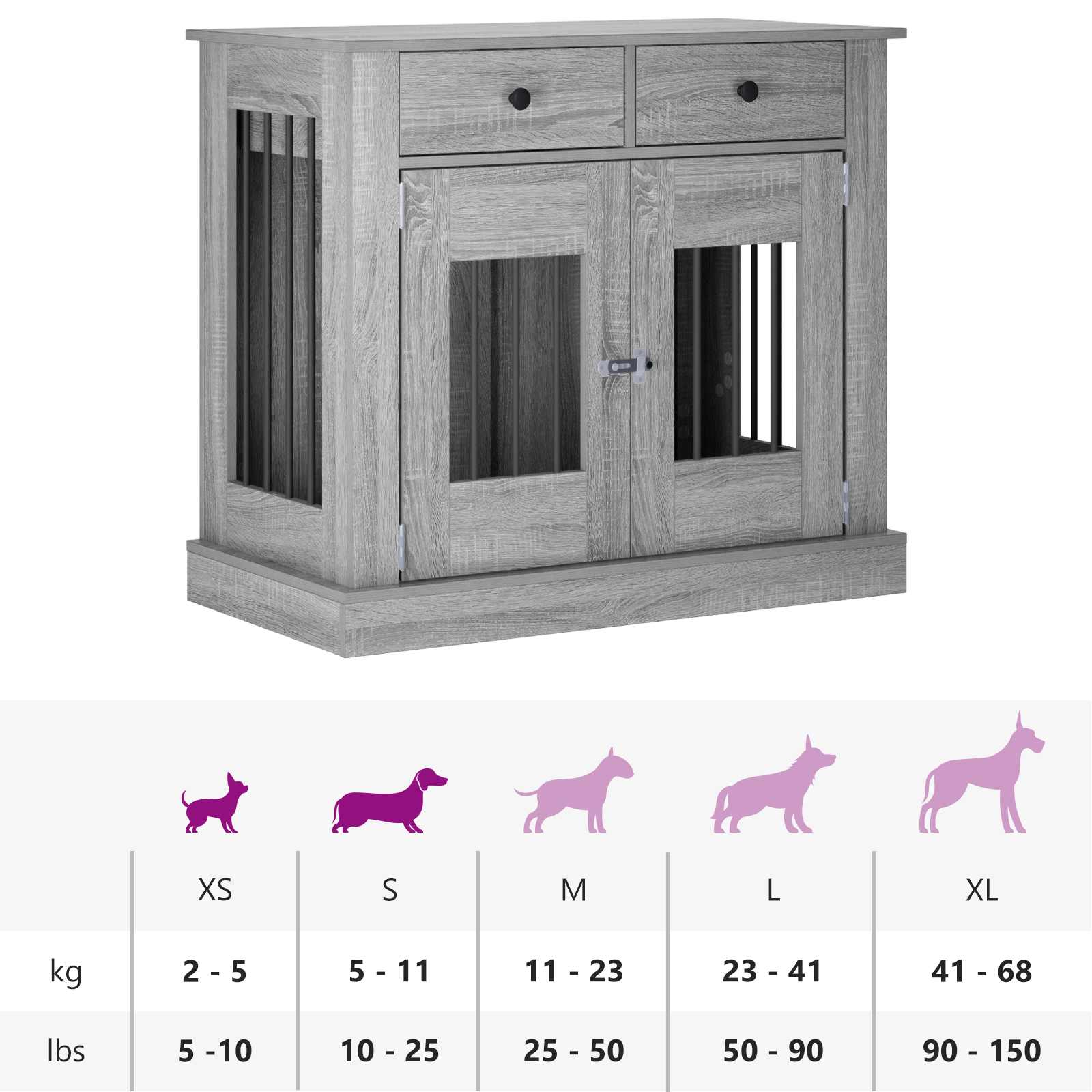 Έπιπλο για κλουβί σκύλου Γκρι Sonoma 90 x 47,5 x 80 εκ