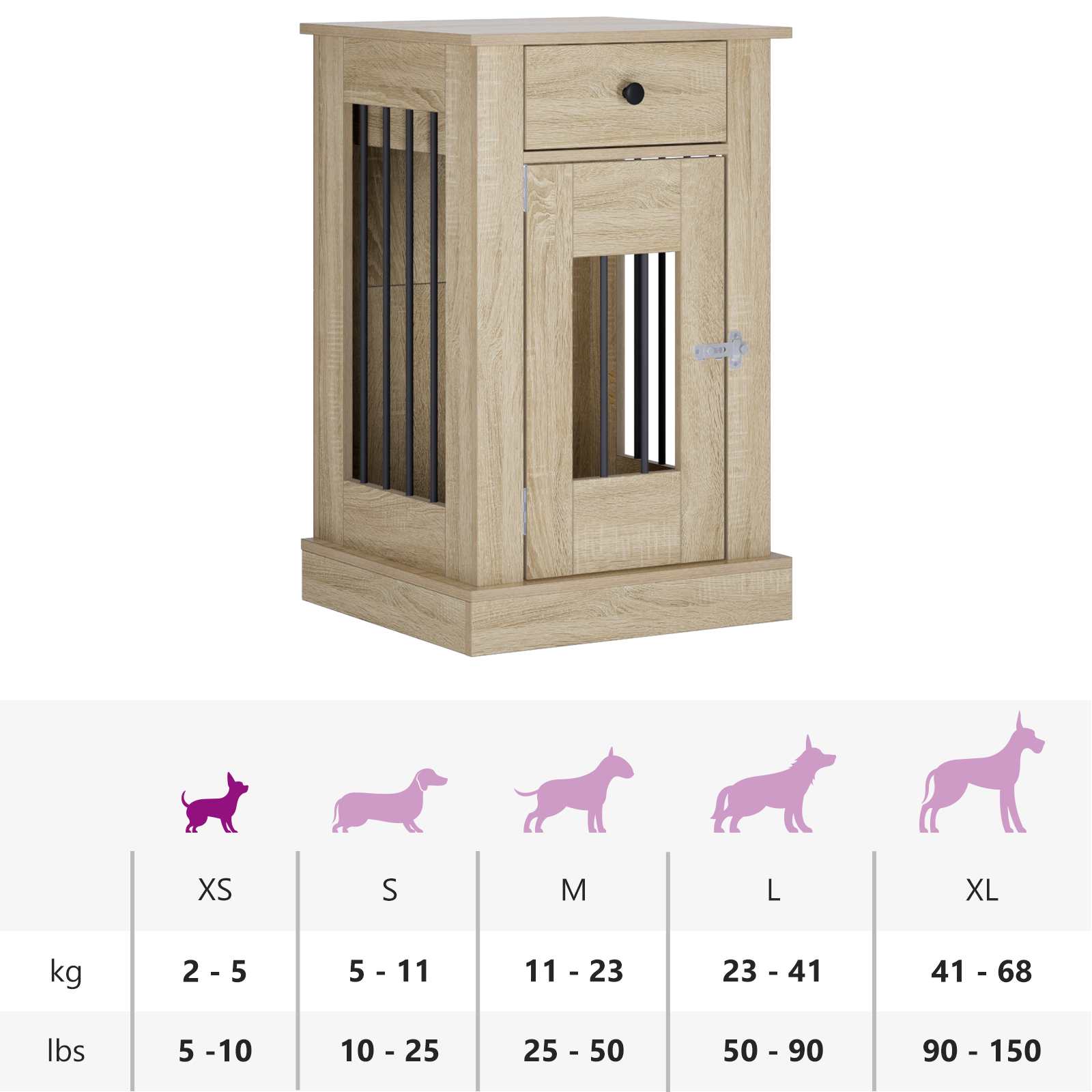 Έπιπλο για κλουβί σκύλου Sonoma Δρυς 50 x 47,5 x 80 εκ.