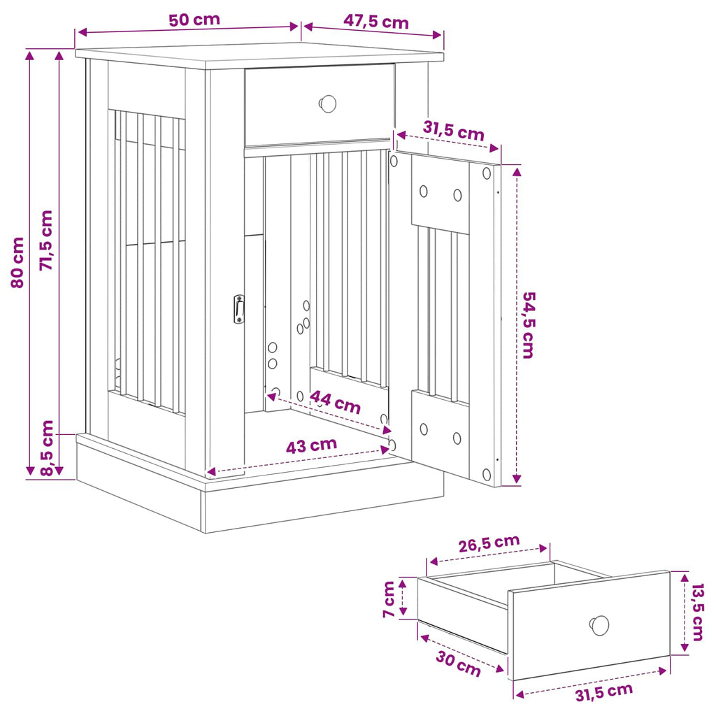 Έπιπλο για κλουβί σκύλου Artisan Δρυς 50 x 47,5 x 80 εκ.