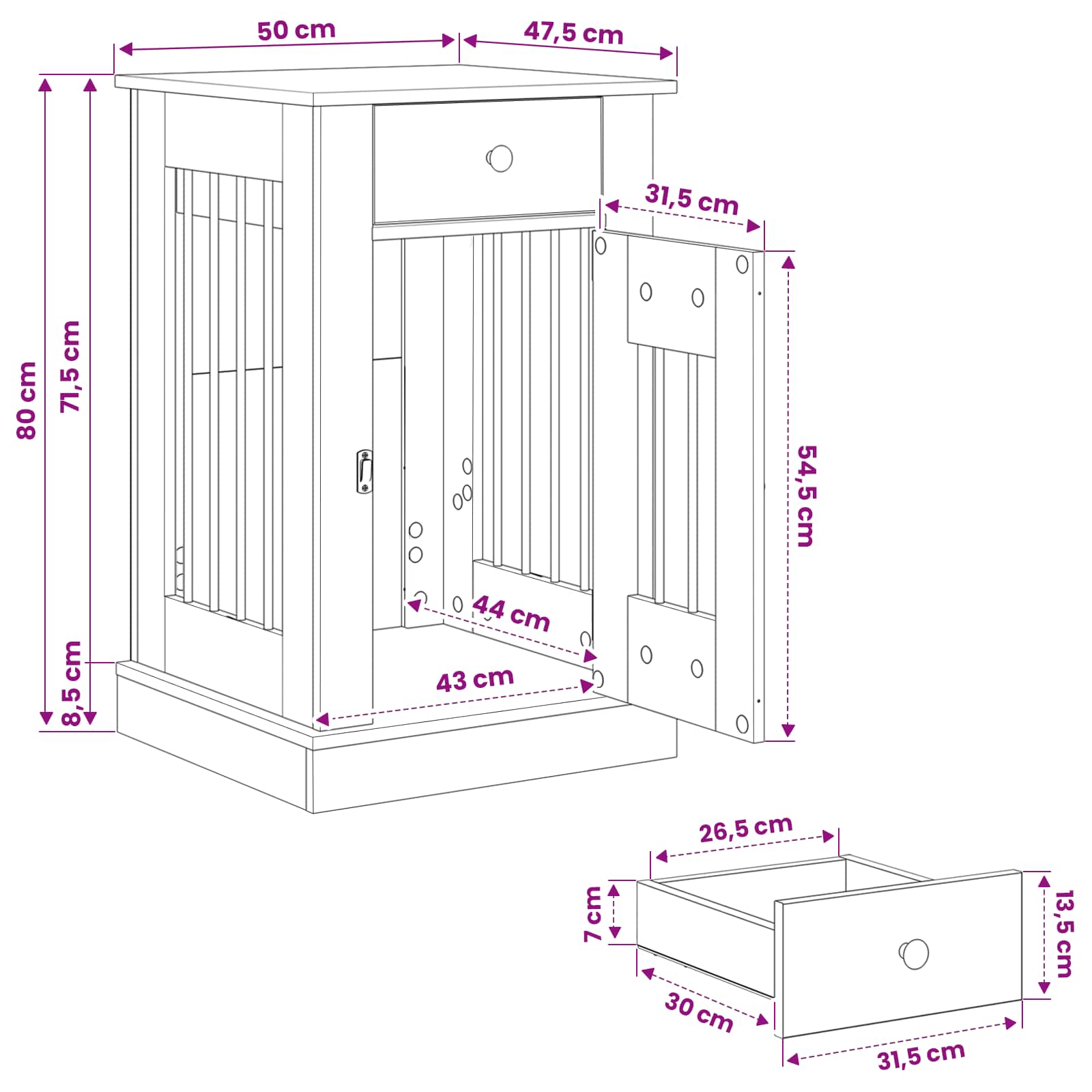 Έπιπλο για κλουβί σκύλου Artisan Δρυς 50 x 47,5 x 80 εκ.