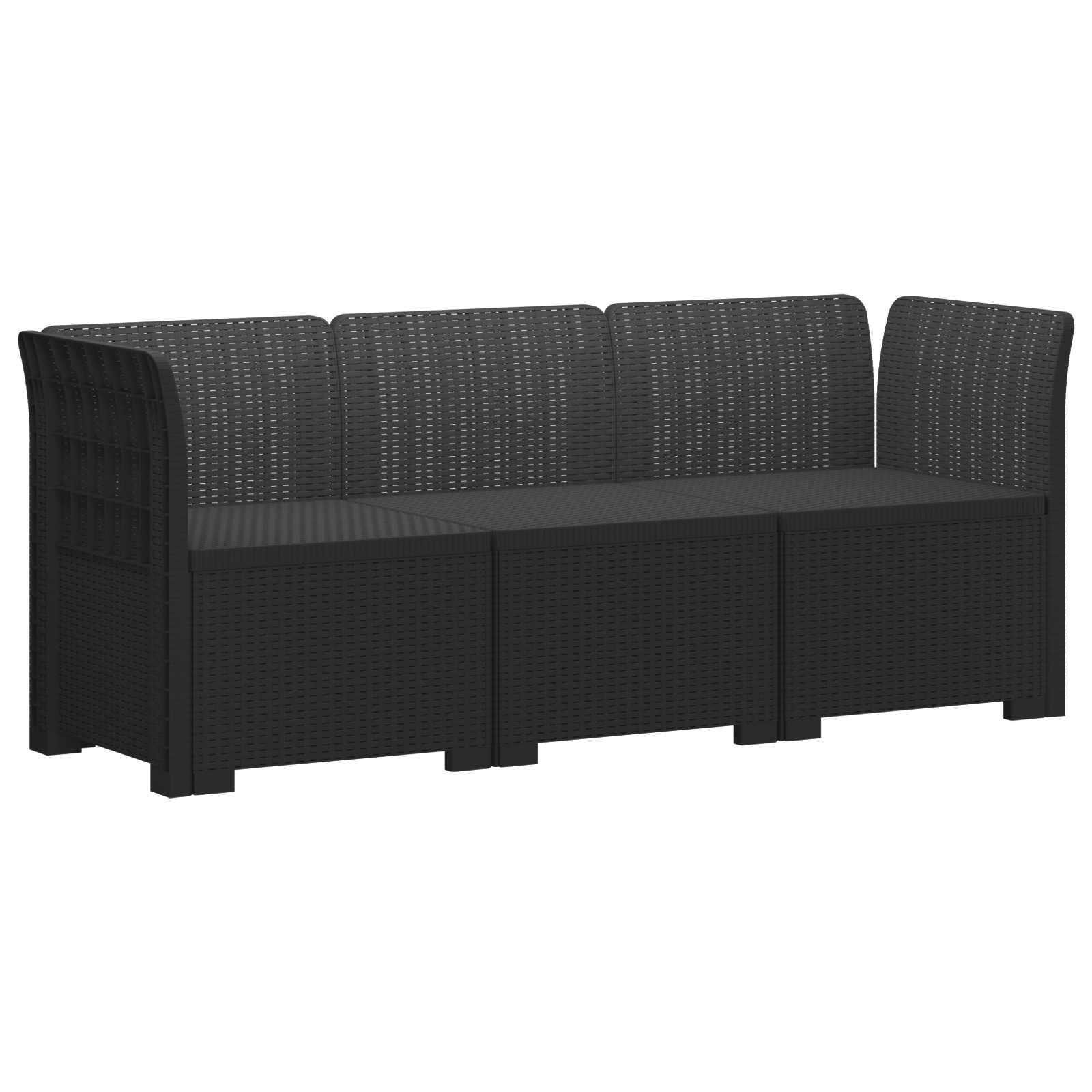 Καθιστικό Κήπου 3 Θέσεων Rattan Look PP Ανθρακί