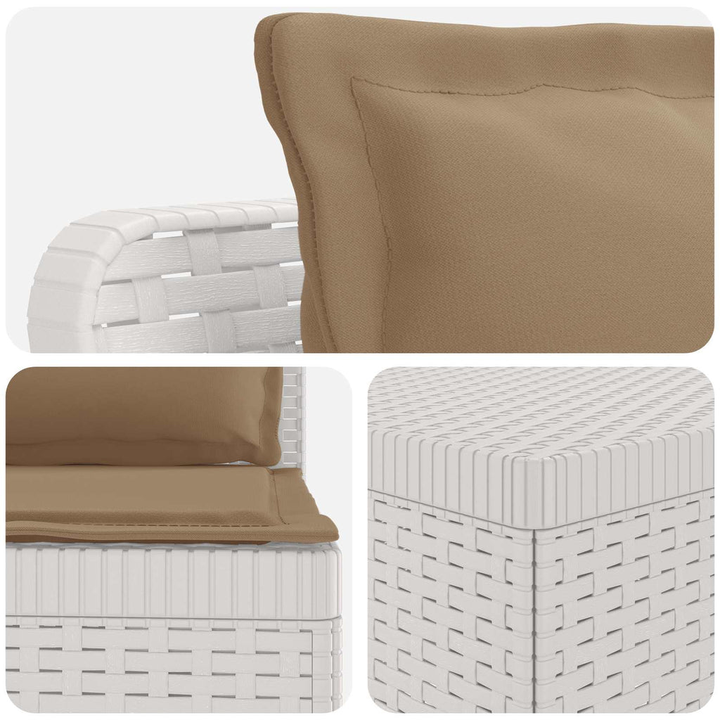 Σαφά Κήπου 5 Θέσεων με Μαξιλάρια Ράιταν PP Λευκό