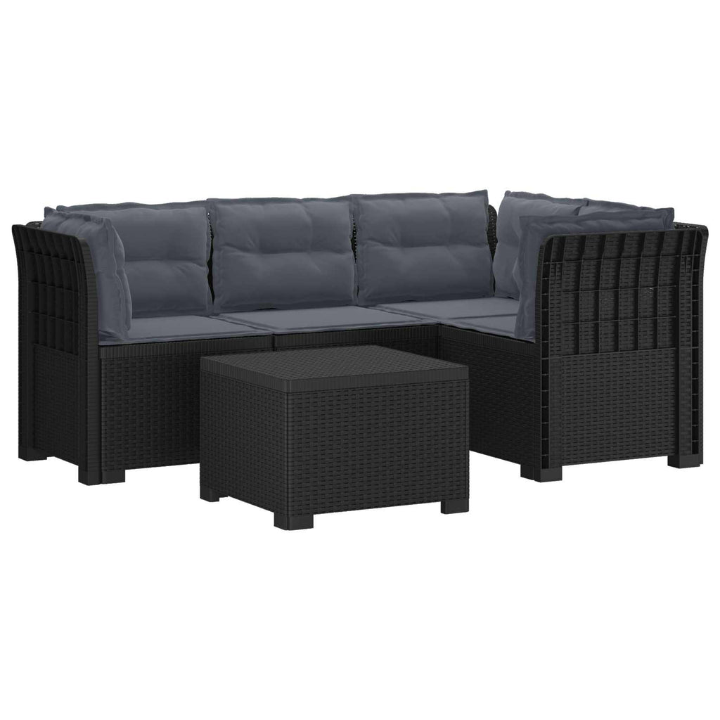 Καναπές Κήπου 4 Θέσεων με Μαξιλάρια Ρατάν PP Ανθρακί