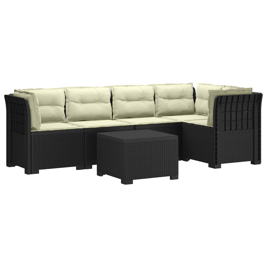 Σαφά Κήπου 5 Θέσεων με Μαξιλάρια Ράιταν PP Ανθρακί