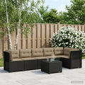Καναπές Κήπου 6 Θέσεων με Μαξιλάρια Όψη Ρατάν PP Ανθρακί
