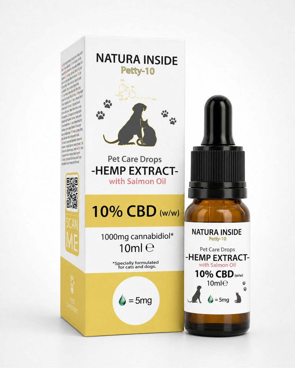 Natura Inside Premium CBD Oil for Pets - 90% Salmon Oil & 10% CBD, 10ml