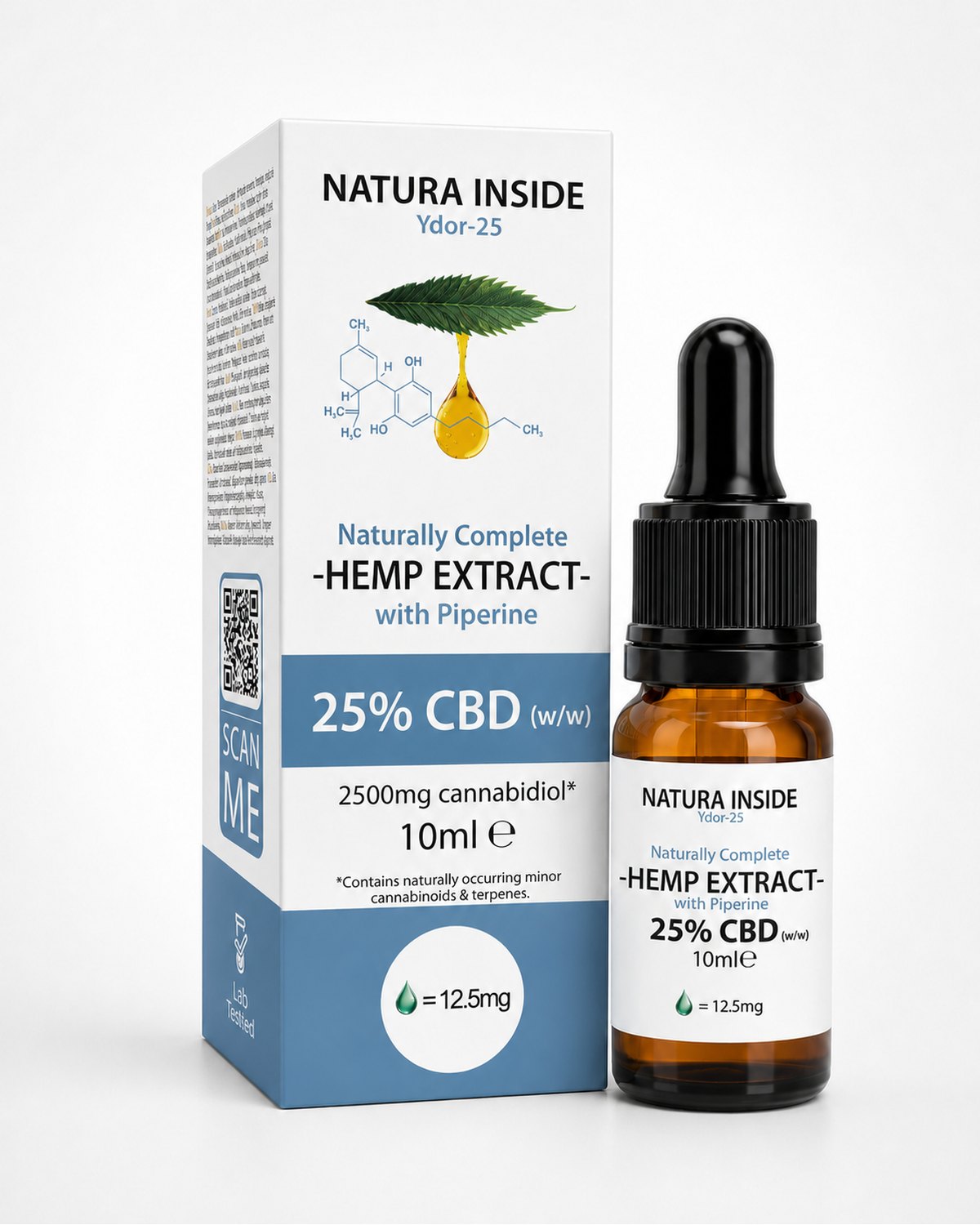 Natura Inside Full Spectrum Cannabis Oil – 25% CBD with Piperine, Ydor Series, 10ml